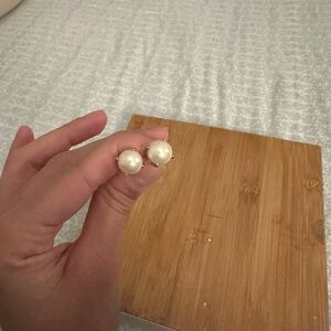 kate spade Cream Pearl Stud Earrings with Gold Accents
